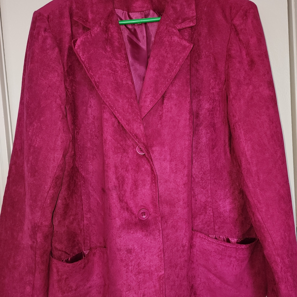 Women's Suede-Look Raspberry Blazer Jacket